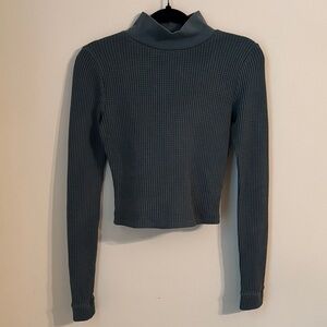 Aerie Blue Waffle Knit Long Sleeve Top